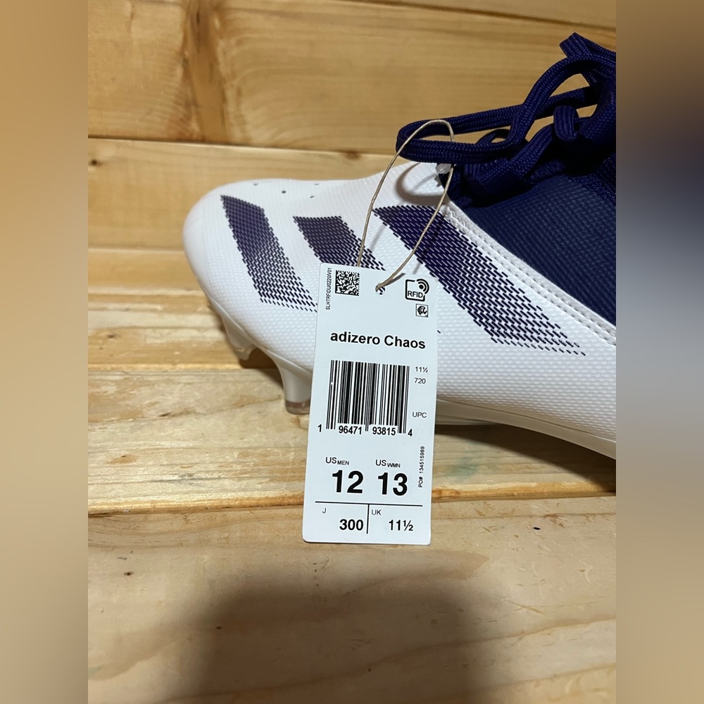 New Adidas ADIZERO Chaos High-Top Football Cleats White/Purple IG3459 Mens 12 - Picture 7 of 9